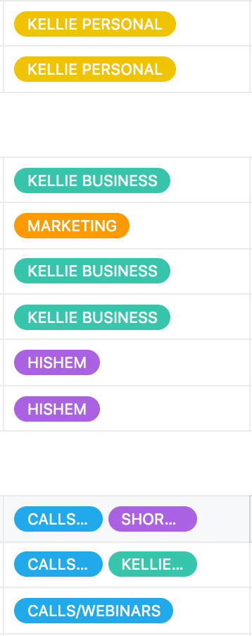 Asana coloured tags.