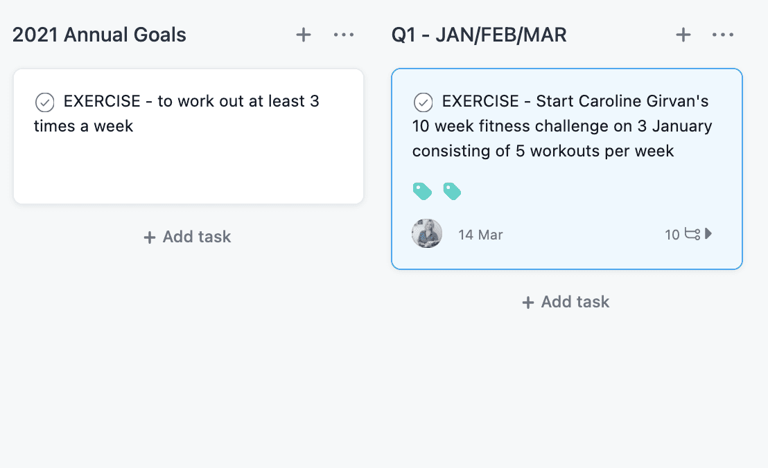 Adding tasks in Asana