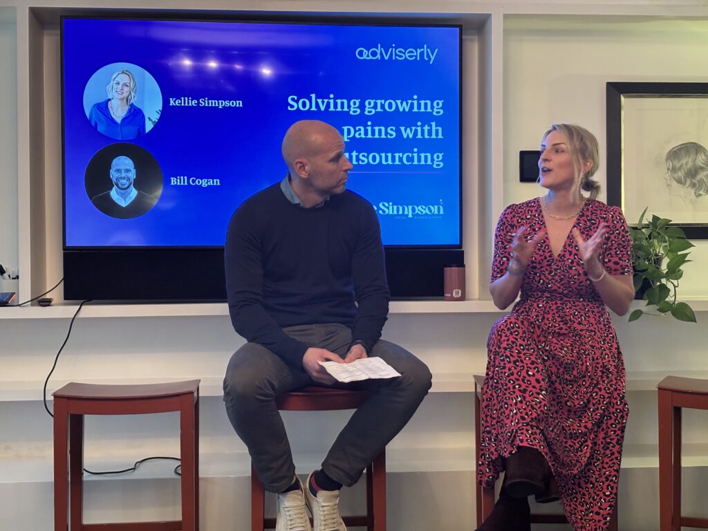 Kellie doing an interview at the Adviserly event with Bill